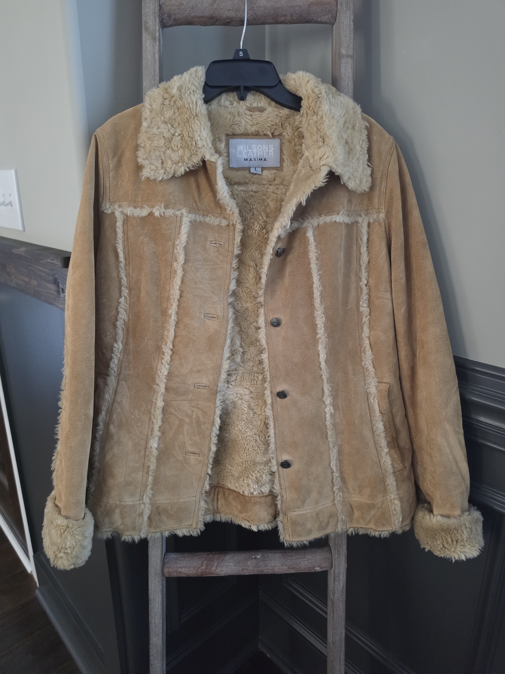 Vintage Wilsons Leather Tan Suede Teddy Shearling Jacket